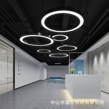 LED空心圆环形吊灯餐厅商场办公室网咖健身房现代简约工程吊灯具