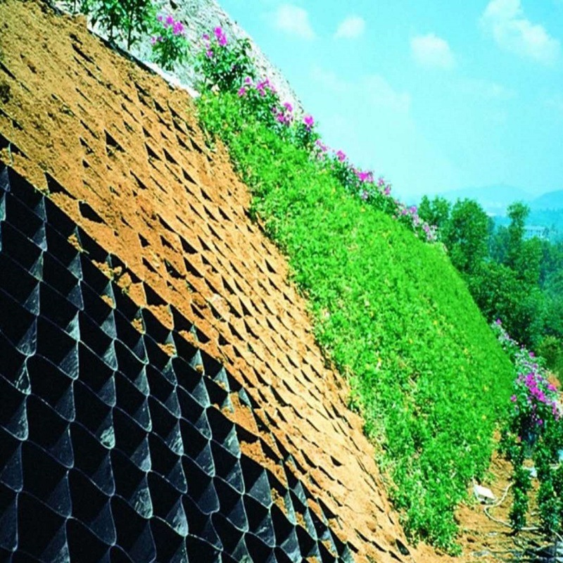 共建聚乙烯hdpe路基河道护坡绿化伸缩蜂巢网格垫层塑料土工格室