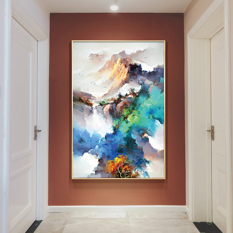 新中式客厅装饰画办公室大幅寓意壁画玄关山水画现代抽象走廊挂画