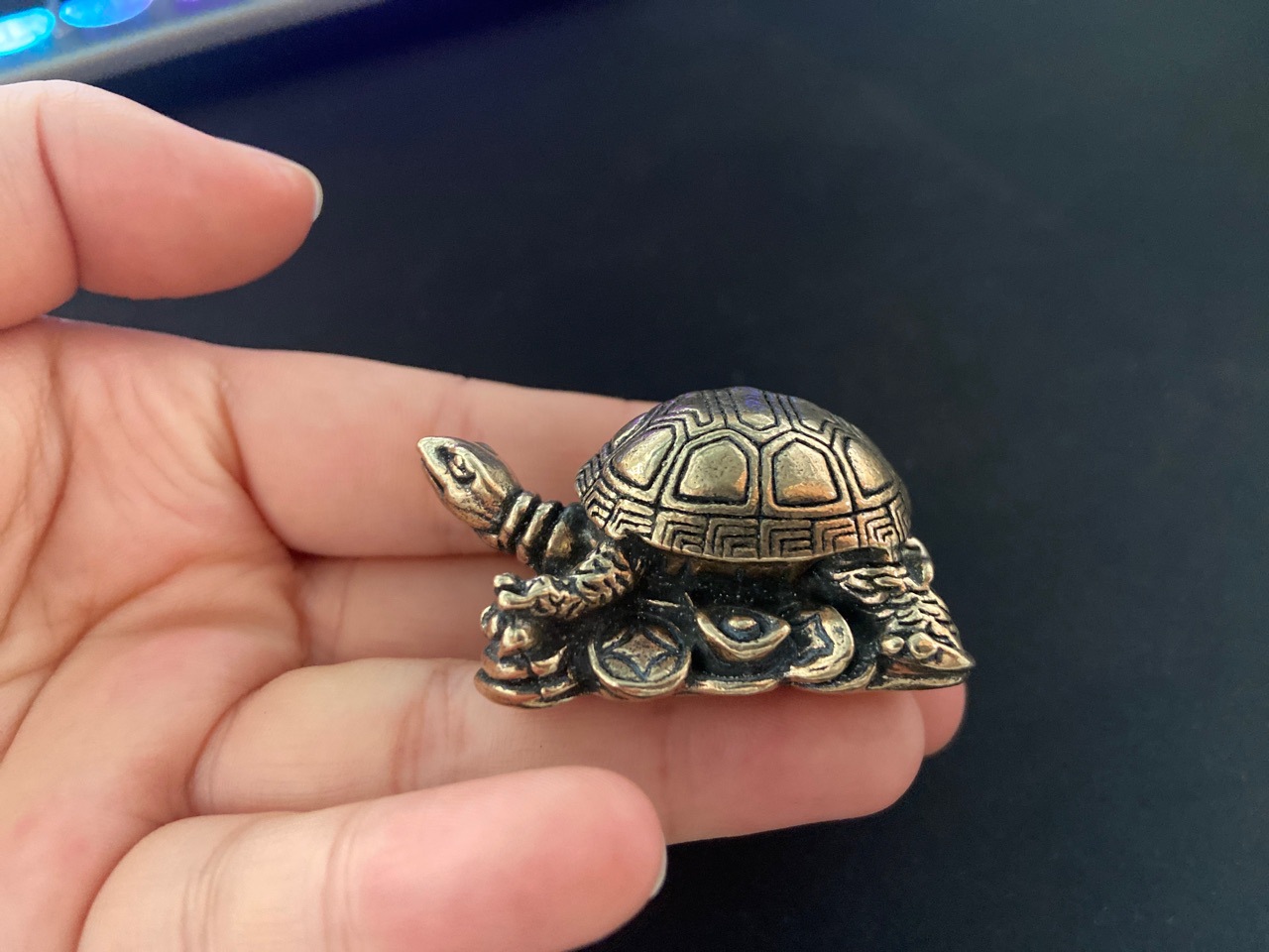 仿古纯铜乌龟摆件铜龟长寿龟居家古玩收藏小乌龟黄铜工艺品茶宠