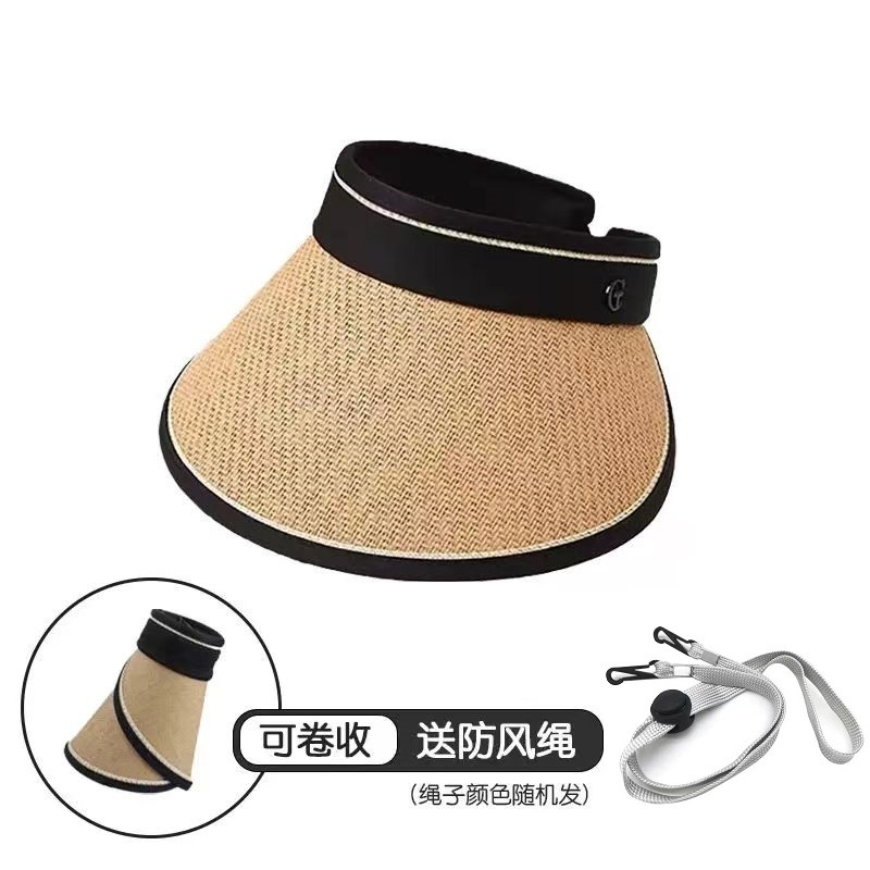 Summer New Sun-Proof Topless Hat Outdoor Travel UV Protection Straw Hat Straw Hat Hot Sale Wholesale