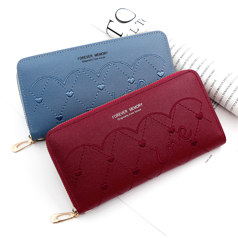 Korean Style Embroidered Handbag Coin Purse Personalized Card Holder Wallet Long Ladies Wallet Tassel Zipper Handbag