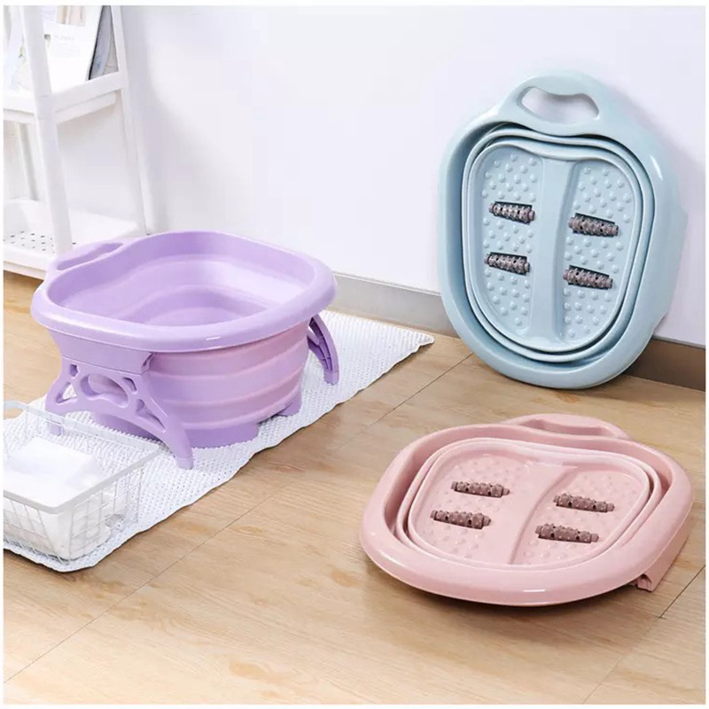 folding foot bath tub household portable portable plastic massage roller wash foot basin foot bath barrel