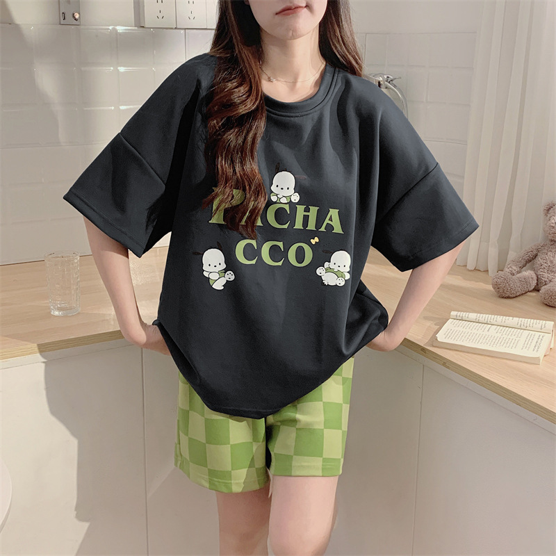 Pajamas Women's Summer Two-Piece Set 2024 New Thin Short-Sleeved Shorts Summer Cartoon Home Wear Suit Factory Direct Sales