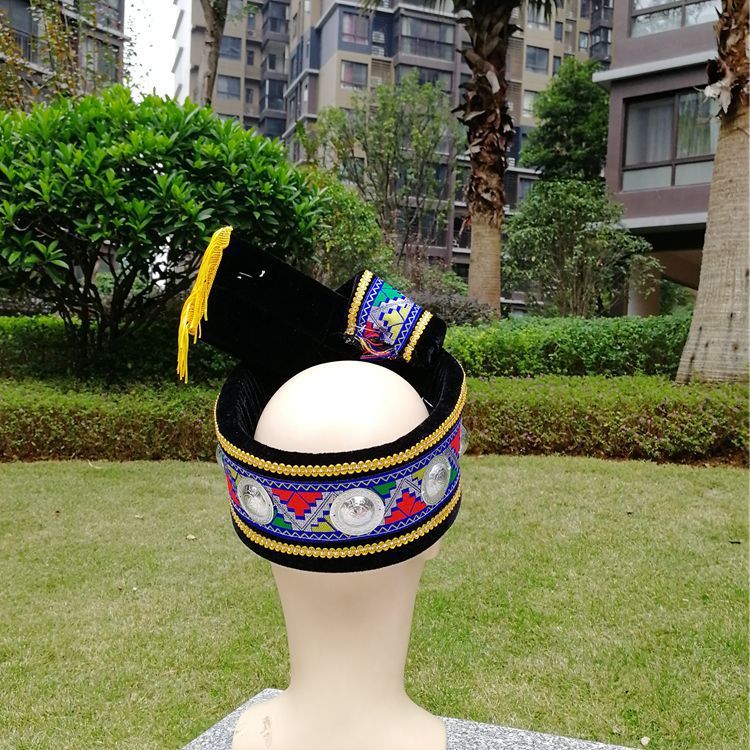 少数民族男士帽子儿童葫芦丝表演头饰云南贵州 成人节庆帽子特色