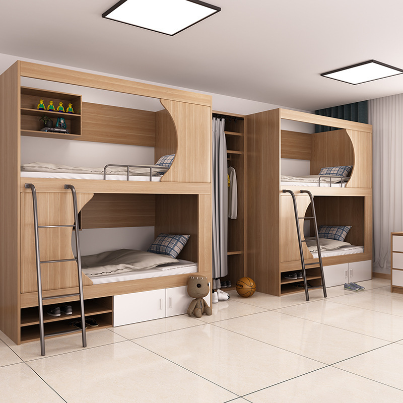 实木高低床双层床两层上下床铺大人2米太空舱员工宿舍单身公寓床