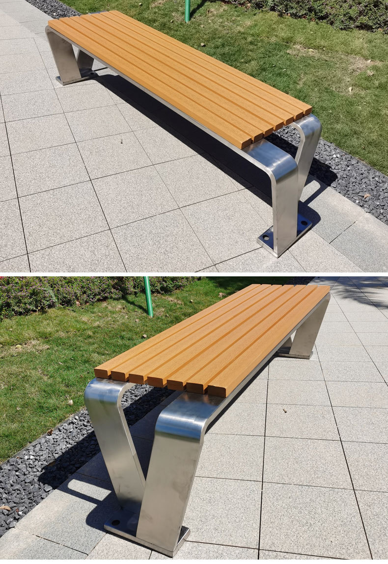 公园椅户外长椅不锈钢塑木公园椅小区公园户外长条椅铸铝公园长椅