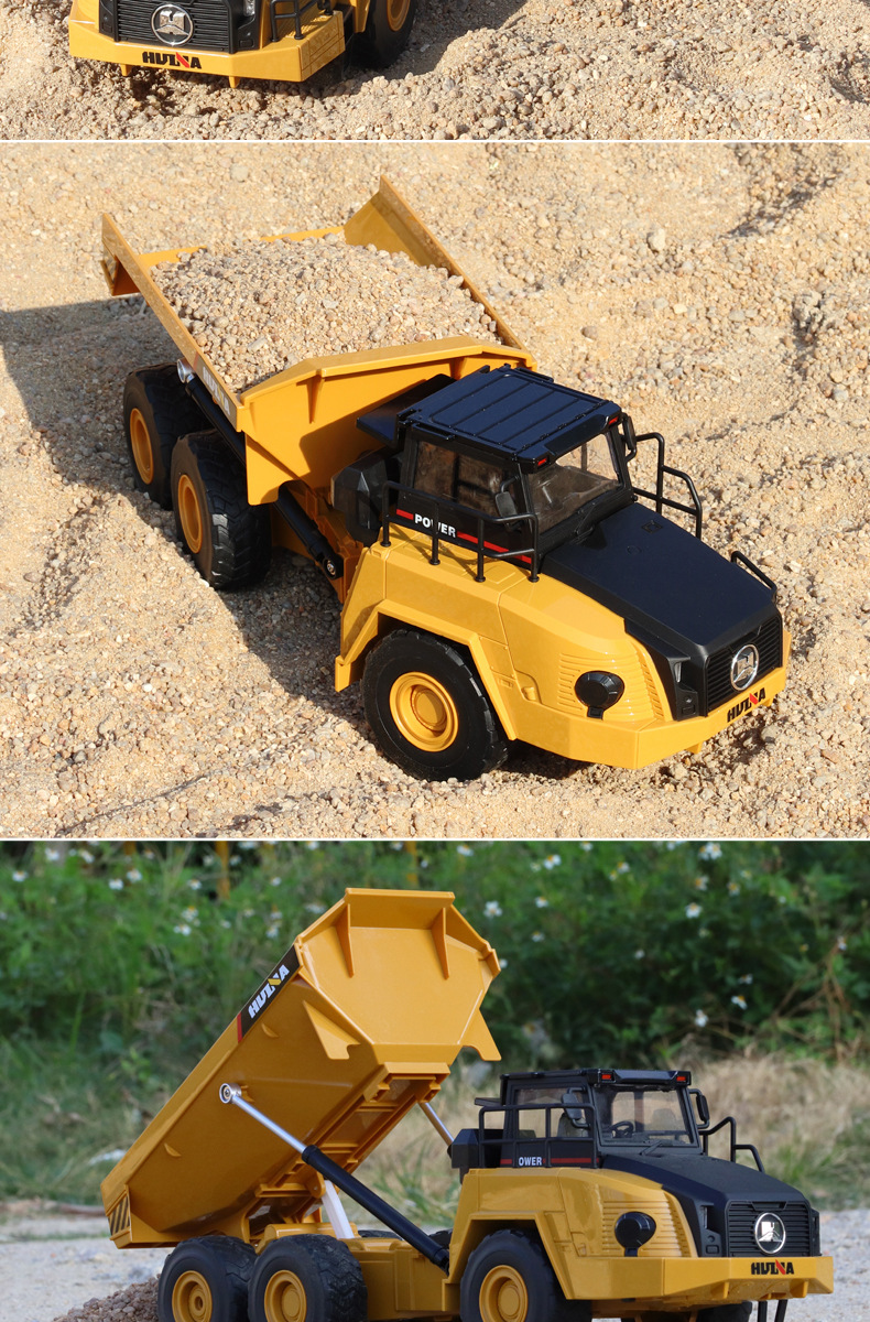 汇纳铰接式遥控自卸车大号充电动运输卡车翻斗车儿童男孩玩具货车