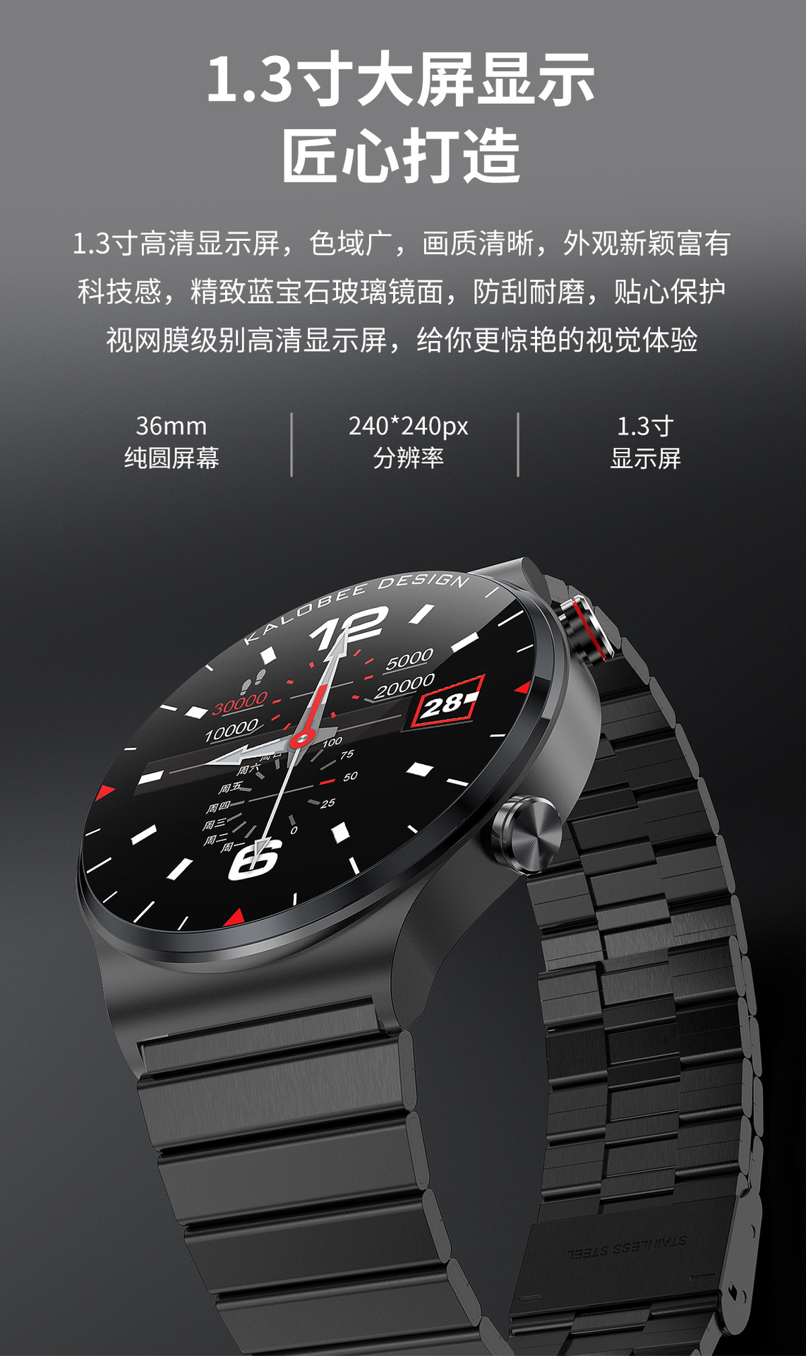 合金cnc工艺表壳,电镀防指纹强化矿物质玻璃镜面app fundo产品参数