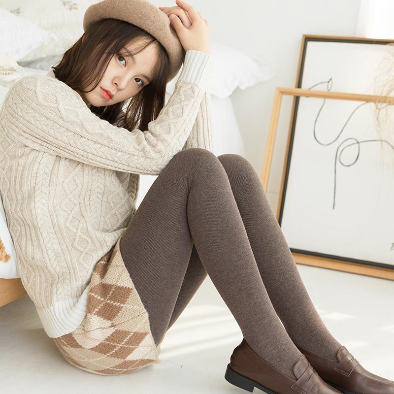 棉连裤袜女秋冬薄绒春秋加厚针织加绒打底袜奶咖啡色燕麦白色丝袜