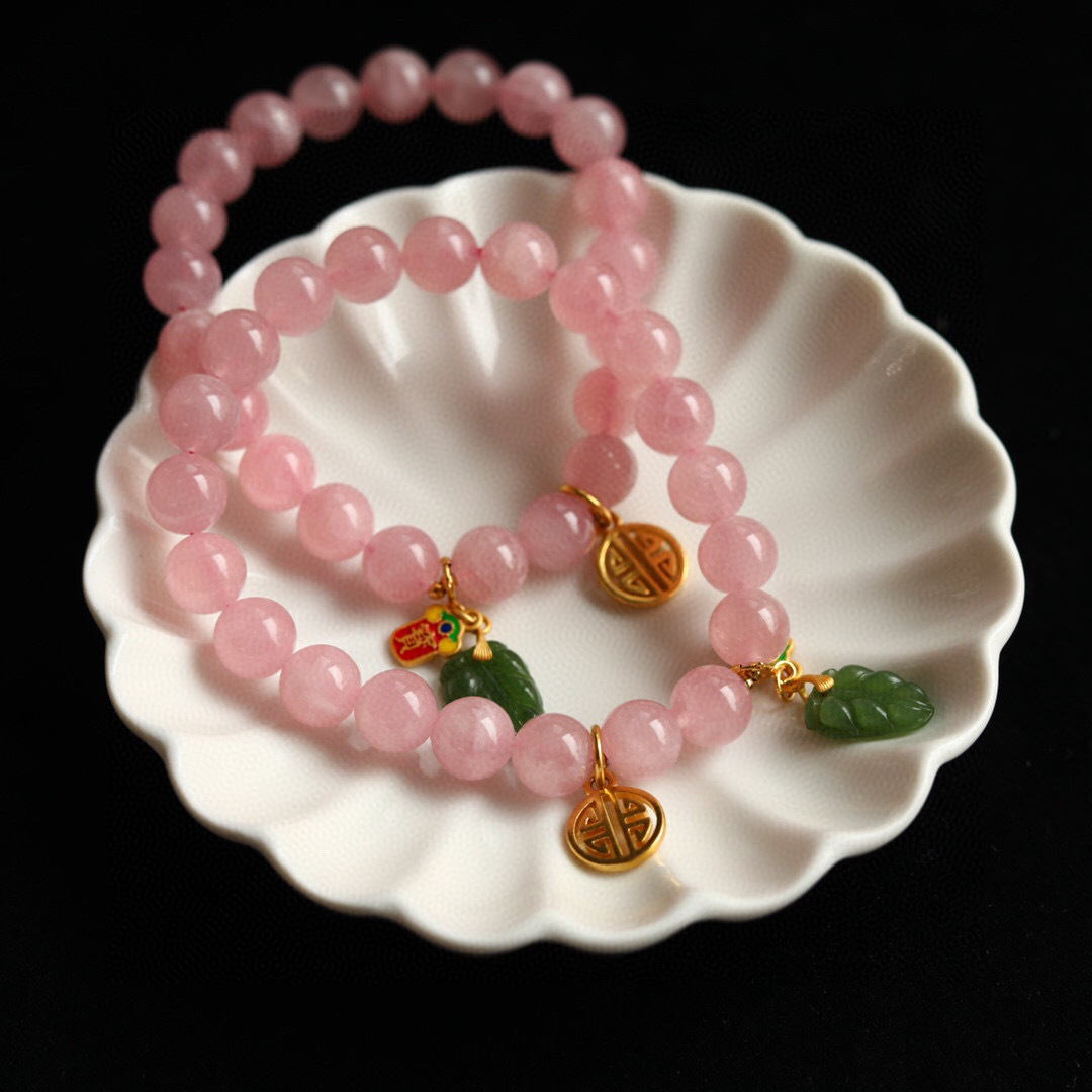 沁洛天然马达加斯加粉晶9mm手链招桃花缘马粉原创单圈手串-阿里巴巴