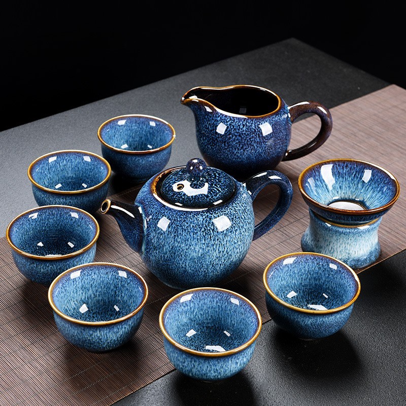 窑变釉拉丝功夫茶具套装陶瓷茶壶礼盒装创意促销活动礼品成都现货