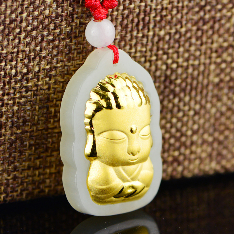 金镶玉佛吊坠足金佛公挂件大日如来佛玉坠-阿里巴巴