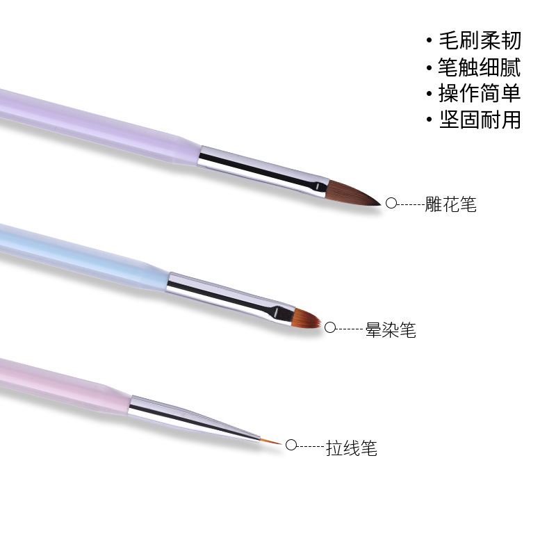 Nail Brush Wholesale Carved Fluoresent Marker Practice Special Nail Brush Set Blooming Phototherapy Cable Painting Pen