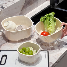 厨房双层洗菜盆沥水篮新款塑料加厚洗水果漏网篮家用洗蔬菜篮子