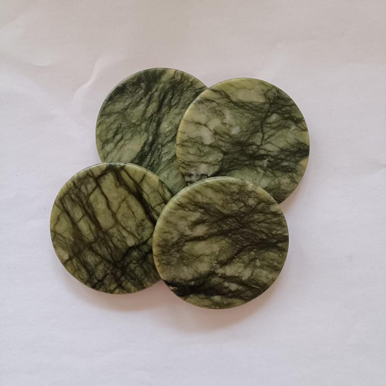床垫凤绿玉石片50mm 抛光岫玉片 汗蒸房绿色玉石片白色25mm片