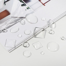 圆形方形透明玻璃戒面diy手工制作手链吊坠饰品配件材料 厂家批发