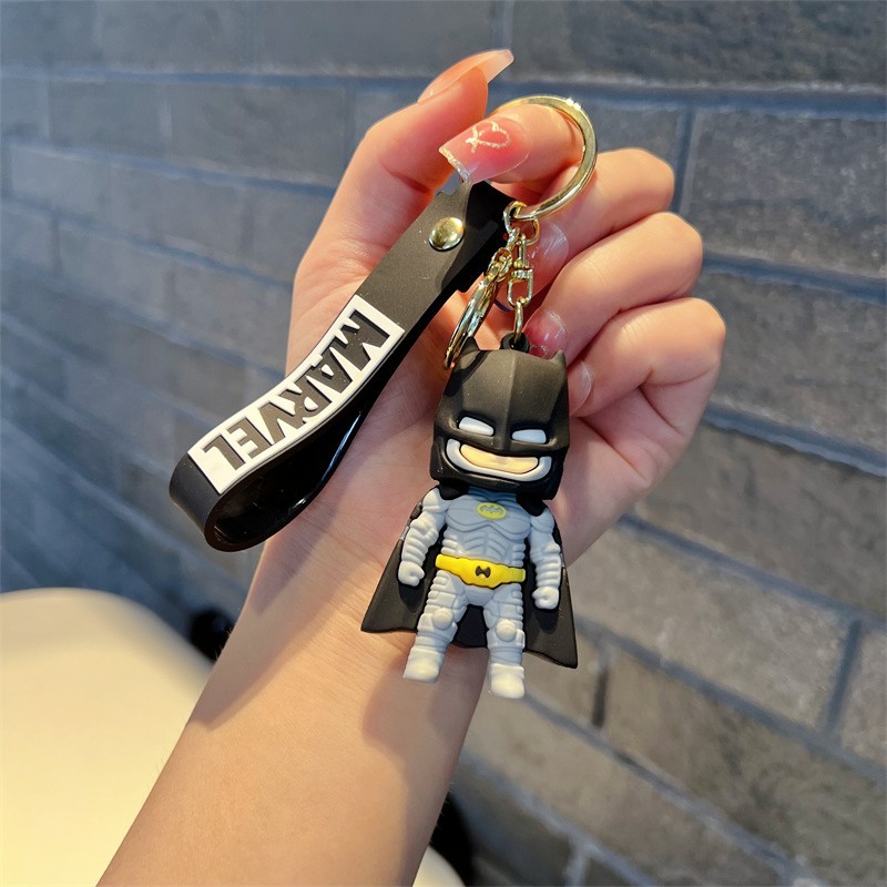 Creative Cartoon Batman Keychain Cute Black Bat Marvel Heroes Key Chain Men and Women Handbag Pendant Wholesale