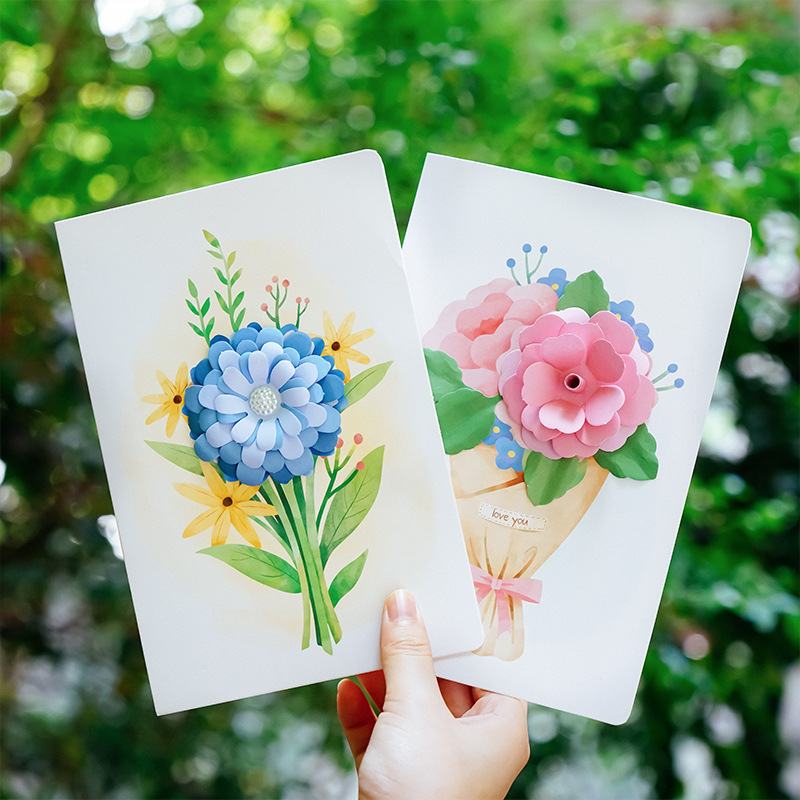 情人节生日贺卡立体手工diy礼物创意花束卡片元宵实用走心