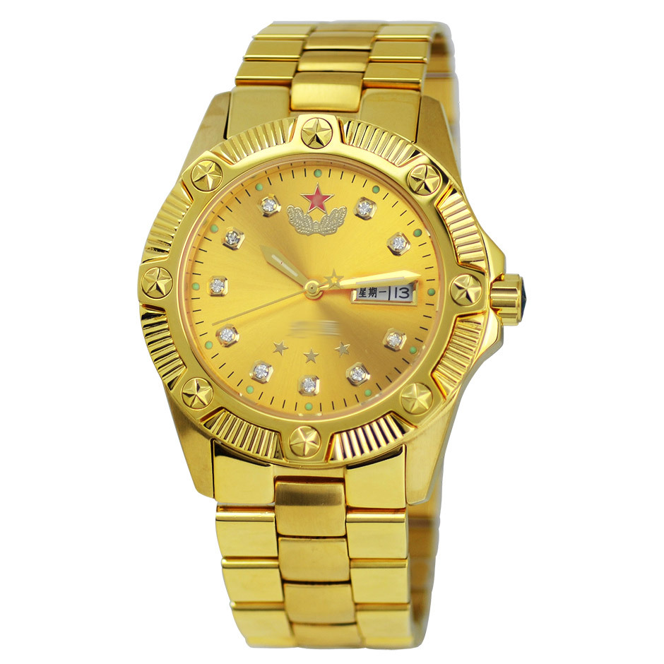 正品战神g819型机械全自动腕表夜光防水镀金镶钻男式手表