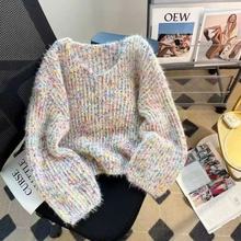 温柔风彩点慵懒毛衣女秋冬2025新款高级感外搭宽松软糯针织衫上衣