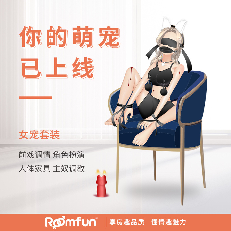 情趣用品sm用品roomfun捆绑调教女宠套装sm道具乳夹肛塞尾巴批发