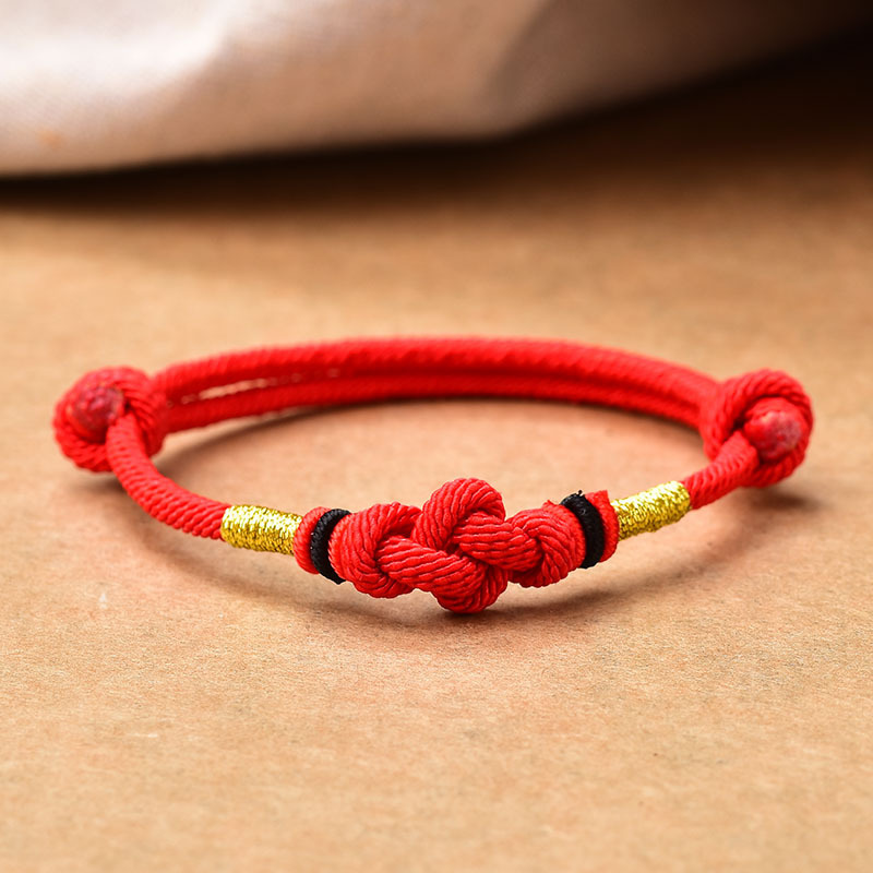 手工编织本命年红绳手链 吉祥鸿运金刚结手绳男女情侣礼物一对