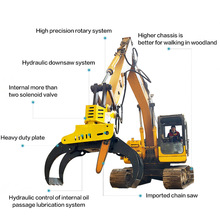 厂家直供挖掘机抱夹锯 园林树木伐木机 多功能液压旋转砍伐抓木机