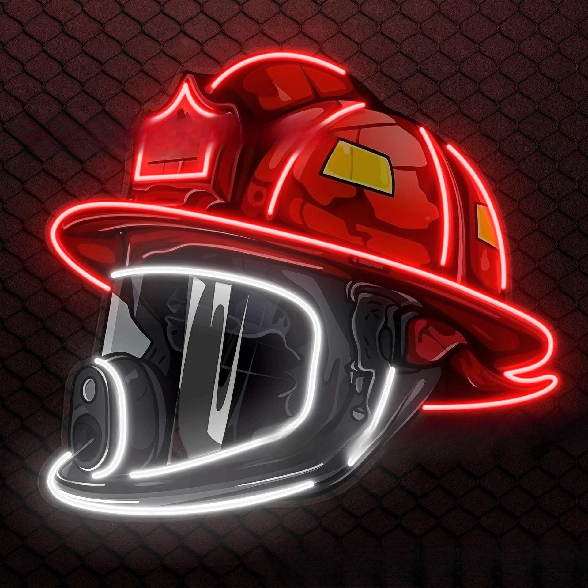 跨境新款firefighter helmet neon sign消防员头盔霓虹灯