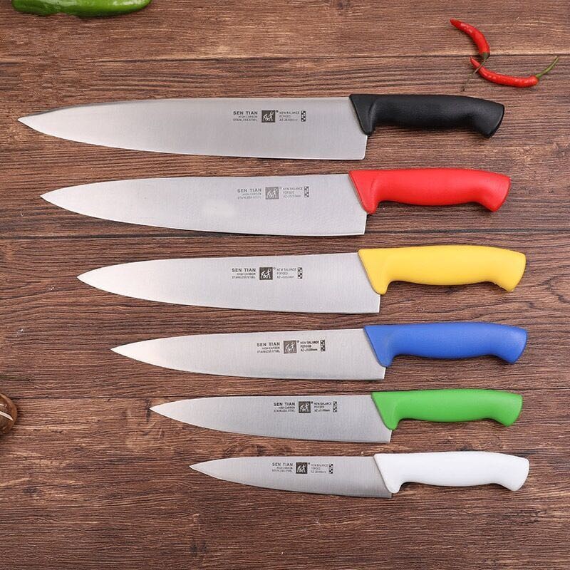 彩色柄分刀胶柄多用切菜切肉切片水果刀不锈钢主厨刀吧台厨师分刀