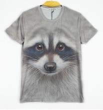 潮欧美街头搞怪动物狗狼图案3DT恤男女个性创意半袖3d立体t恤短袖