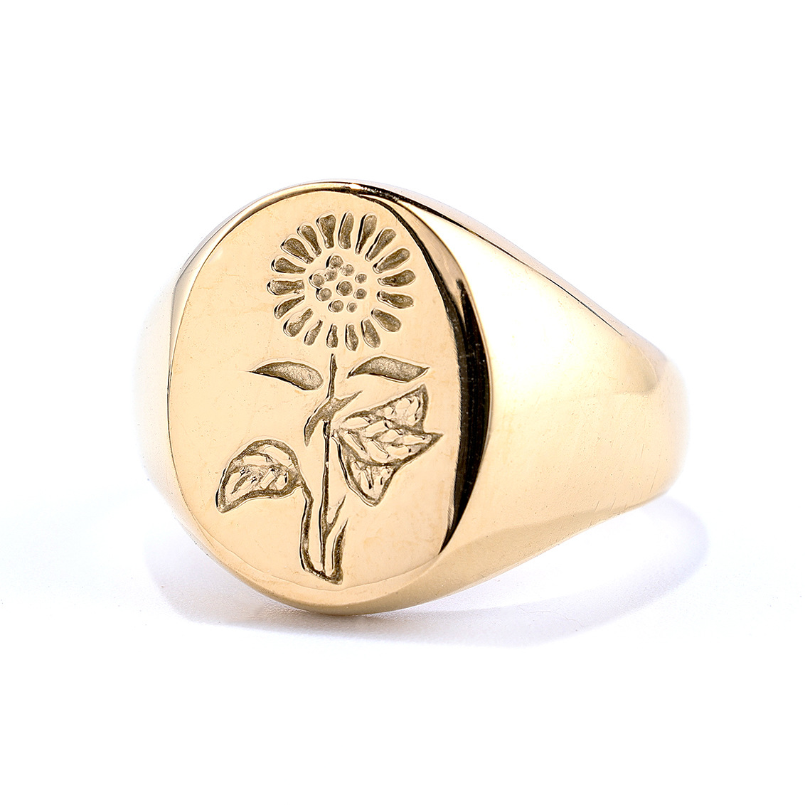 european and american style amazon titanium steel sunflower glossy neutral ring in stock