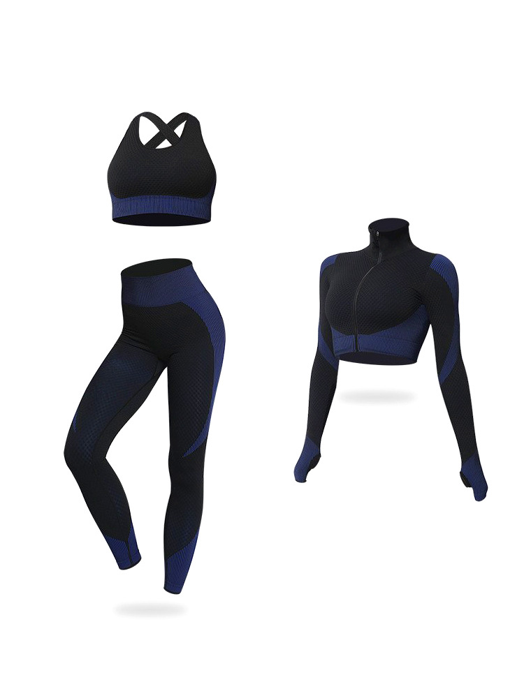 European and American Seamless Yoga Suit Women's Shockproof Yoga Clothes Sports Vest Underwear High Waist Yoga Pants Fitness Trousers