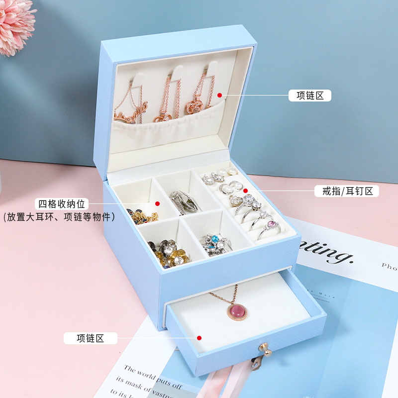 Macaron Color Jewelly Packing Box Ear Studs Ring Pendant Large-Capacity Jewelry Storage Box Wholesale Spot