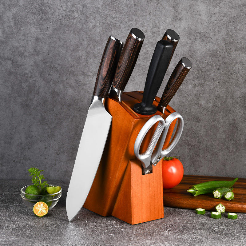 全套五铬不锈钢菜刀套装厨房刀具组合厨师砍骨切肉刀批发礼品套刀