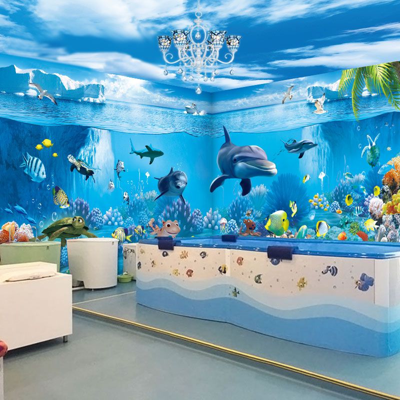 3d海洋主题壁画母婴店游泳馆儿童房海底世界壁纸酒店ktv背景墙纸