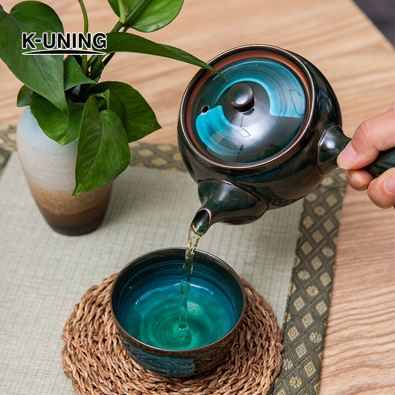 日本原装进口家用万古烧急须陶瓷泡茶壶茶杯侧把壶日式功夫茶具