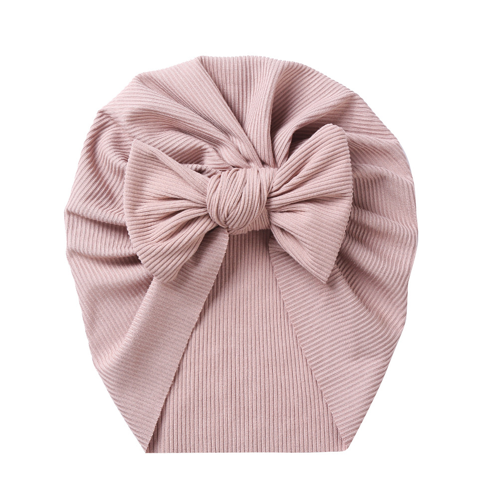 Europe and America Cross Border New Square Bow Baby Sleeve Cap Threaded Cotton Children's Indian Hat Autumn Winter Baby Hat