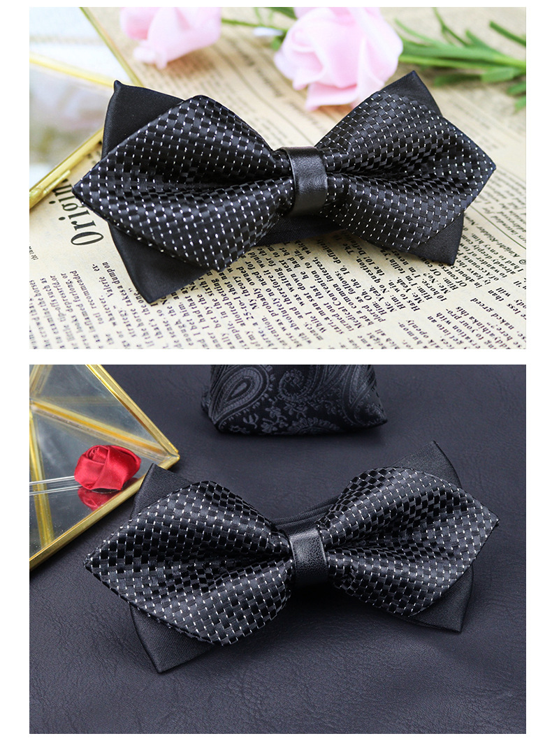 领结产地中国大陆造型蝴蝶结样式男式颜色三角纯黑领结礼盒装,三角