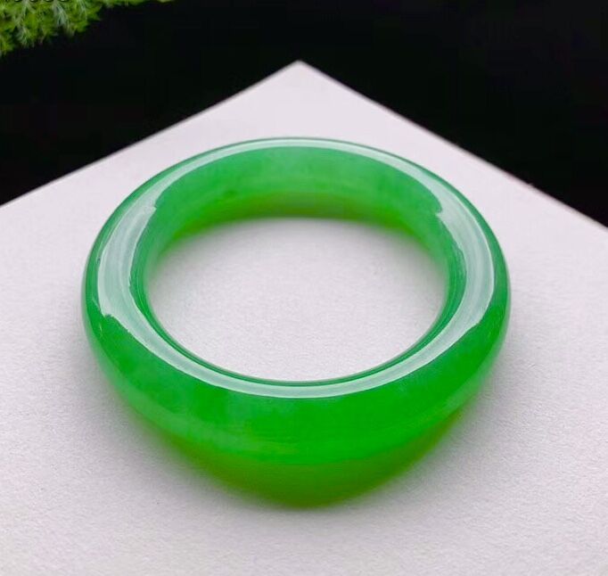 冰种正阳绿翡翠手镯天然缅甸a货正品祖母绿满绿圆条帝王绿玉镯子