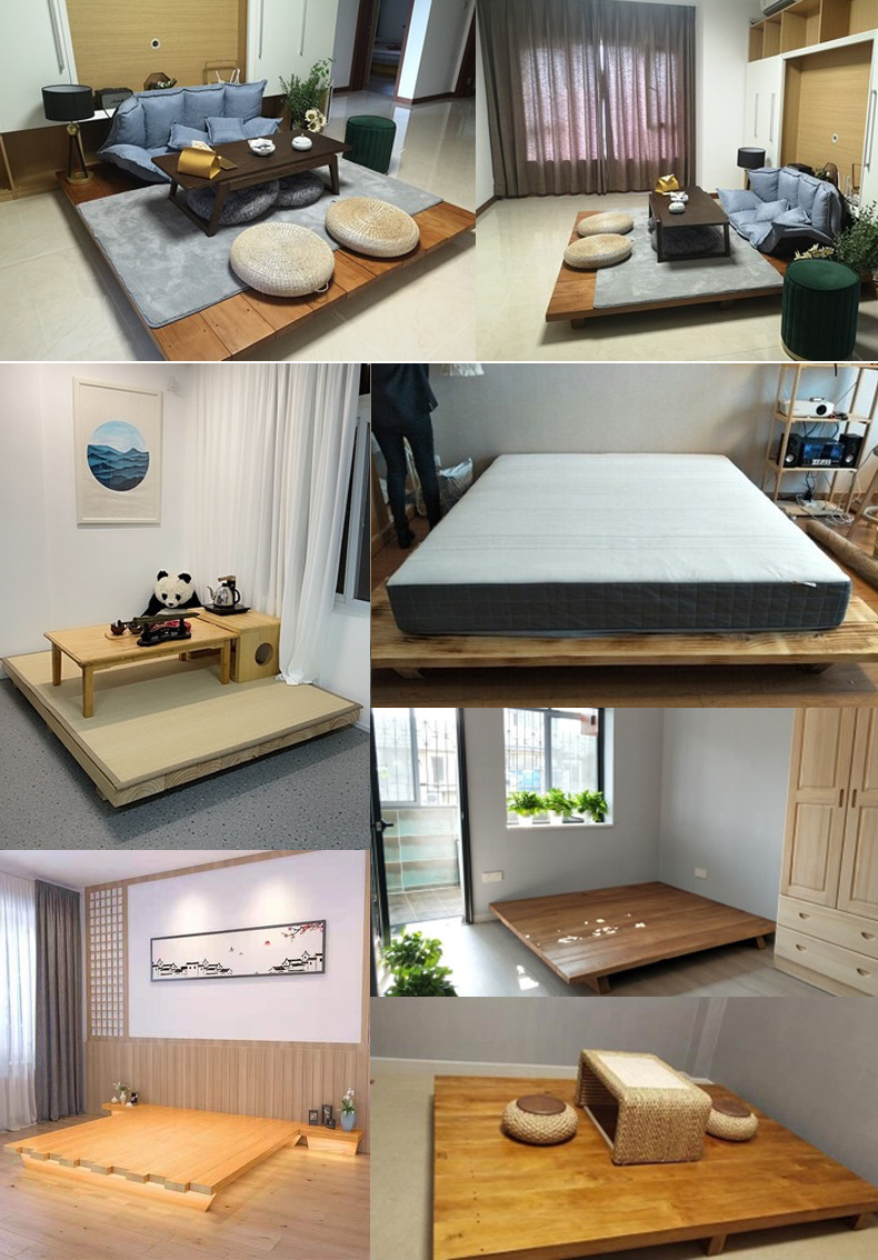 日式原木榻榻米阁楼矮床落地双人实木床1.8米民宿木头床地台床板