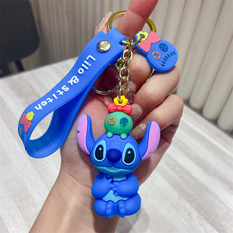 Cartoon Stitch Creative Keychain Cute Baby Accessories Small Gift Hanging Silicone Gift Doll Key Chain