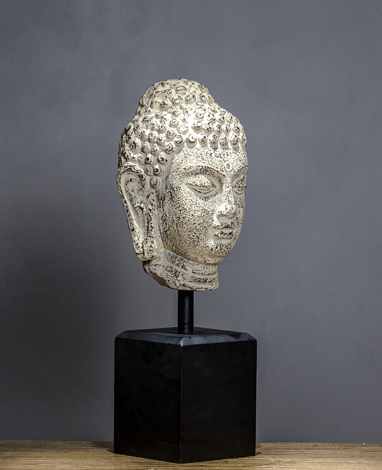 创意复古树脂雕刻佛像佛头摆件 艺术观音头像佛教工艺品