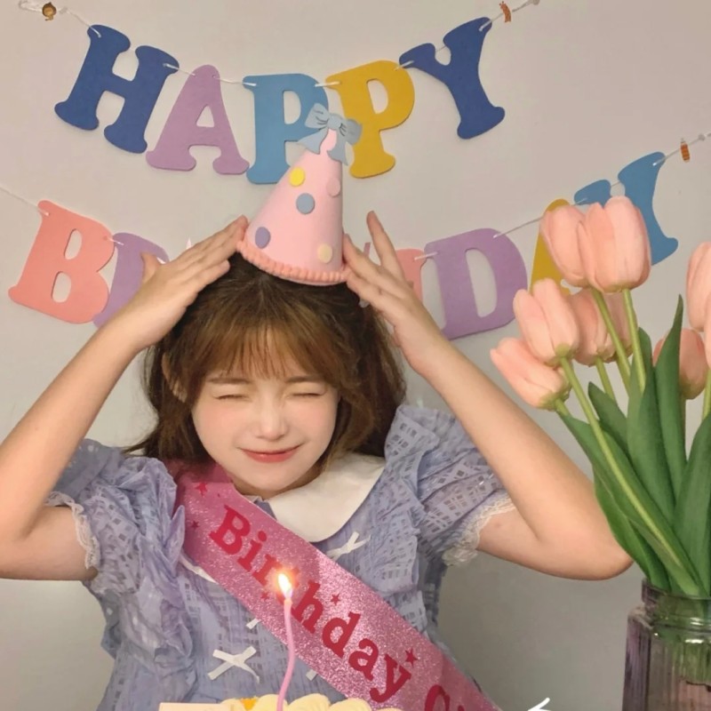 Cross-Border Ins Korean Happy Birthday Launch Love Celebration Series Girl Funny Party Decorative Hat Headdress