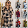 2022 Autumn and winter new pattern Europe and America Women's wear Amazon Plush lattice have more cash than can be accounted for coat Plush overcoat Large stock