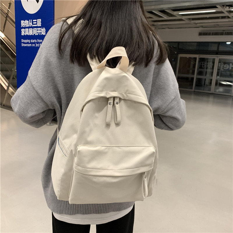 New Fashion Large Capacity Backpack Men's High School Computer Travel Backpack Trendy Japanese Style Solid Color Schoolbag