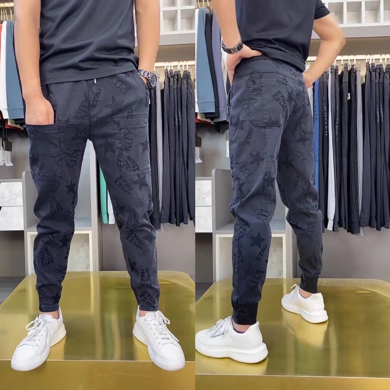 秋冬季男士新款提花六兜休闲裤网红同款修身百搭小束脚运动高弹男