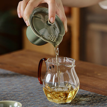 越窑青瓷盖碗中式手工家用高端功夫茶具不烫手手抓壶泡茶过滤茶杯