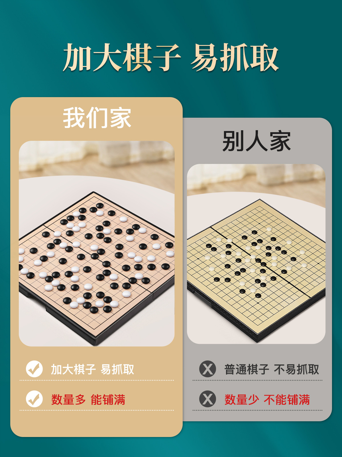 磁性五子棋围棋子儿童初学套装小学生带磁性标准棋盘成人版多功能