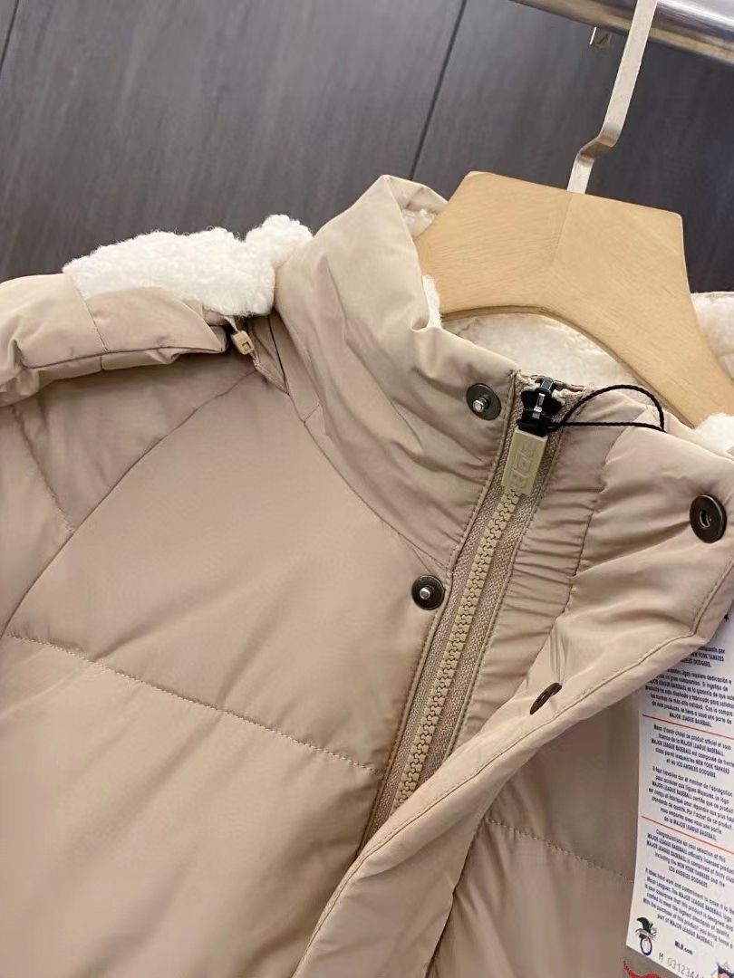 Mid-Length Autumn and Winter Lamb Wool down Jacket Slimming Baggy Coat Korean Simple All-Matching Long down Clearance